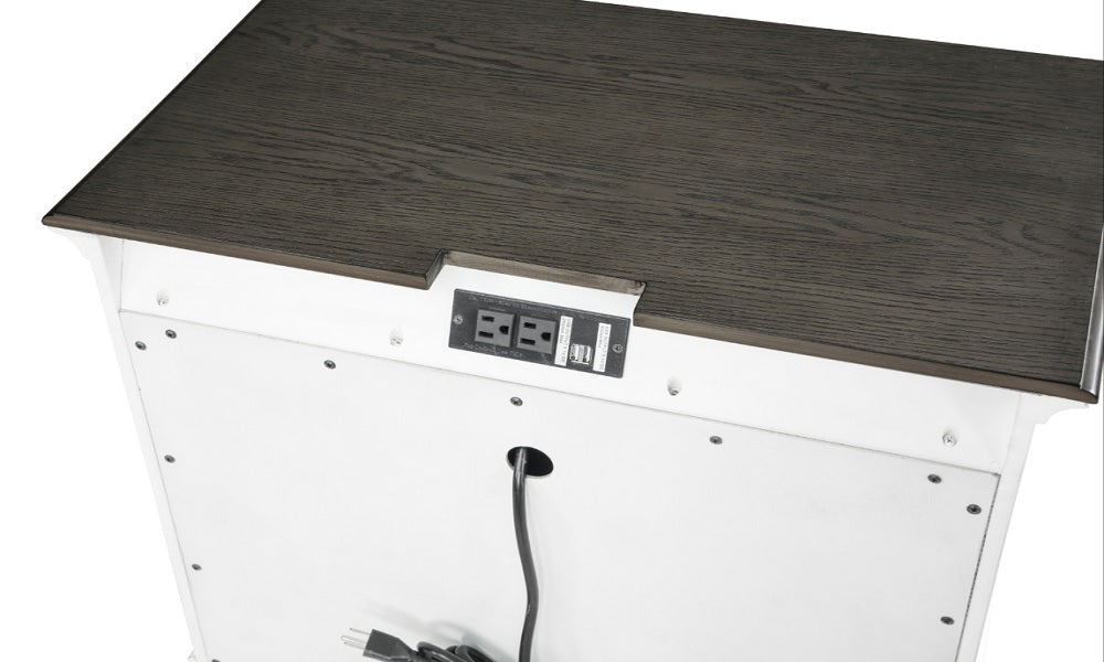 Solid Oak Wood Bedroom Set - Night Table with USB & Power Receptacle