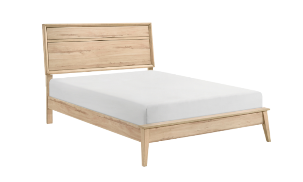 Solid Oak Wood Engineered and Veneer Bedroom Set - Natural oak - King Bed