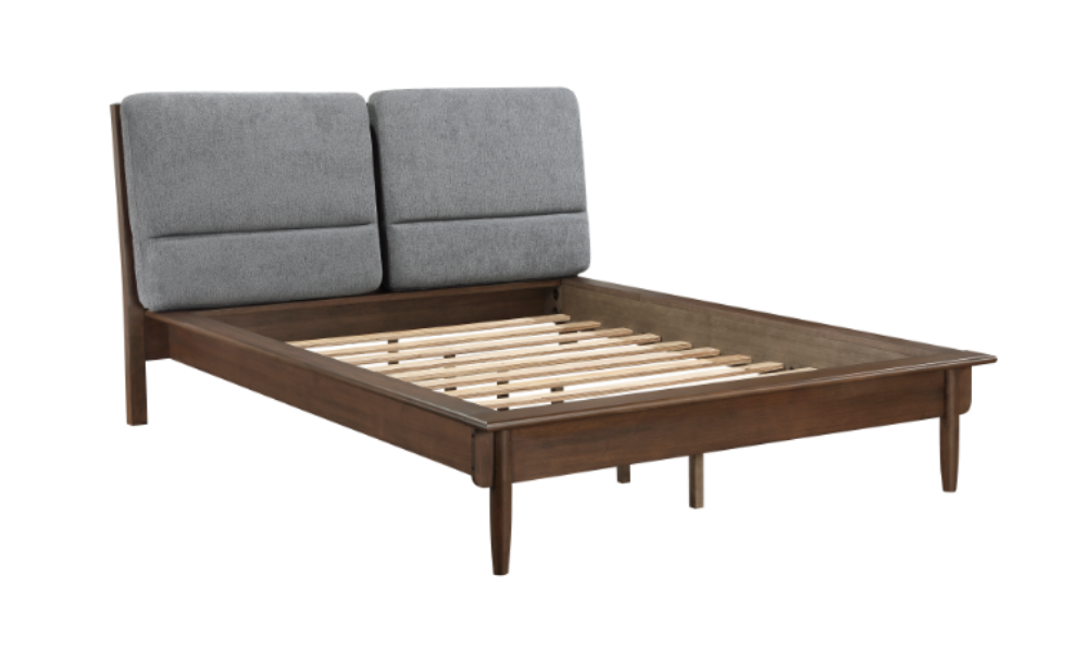 Solid Wood Engineered and Veneer Bedroom Set - Walnut Veneer - Platform Bed King