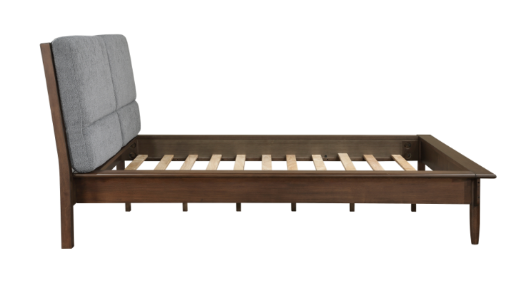 Solid Wood Engineered and Veneer Bedroom Set - Walnut Veneer - Platform Bed Queen 