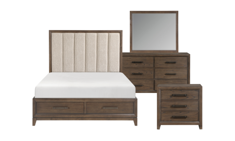 Solid Wood Engineered and Veneer Bedroom Set - Walnut Veneer 2