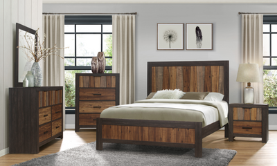  Solid Wood Faux Engineered and Veneer Bedroom Set - Multi-Tone  2
