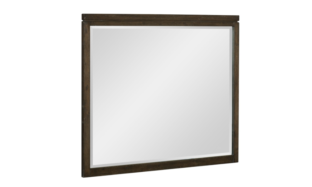 Solid Wood and Ash Veneer Bedroom Set - Dark Brown - Flat Mirror