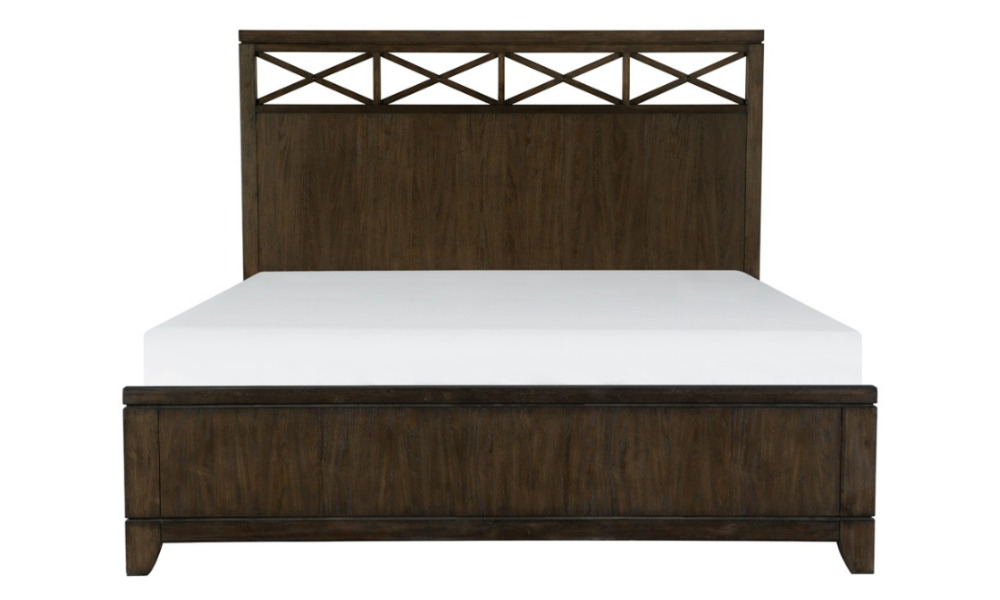 Solid Wood and Ash Veneer Bedroom Set - Dark Brown - Queen Bed