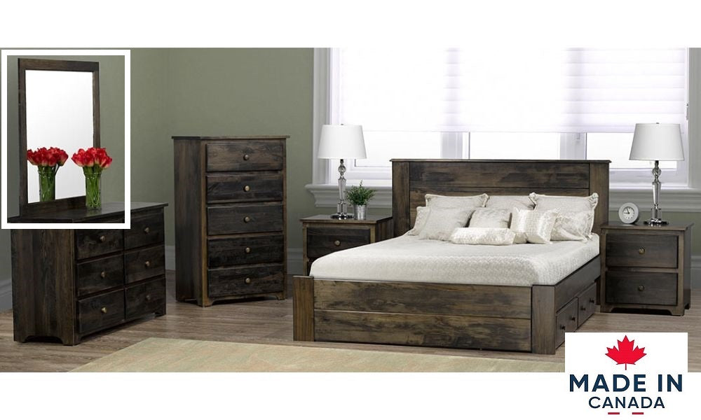 Solid Wooden Maple Bedroom Set - Landscape Mirror