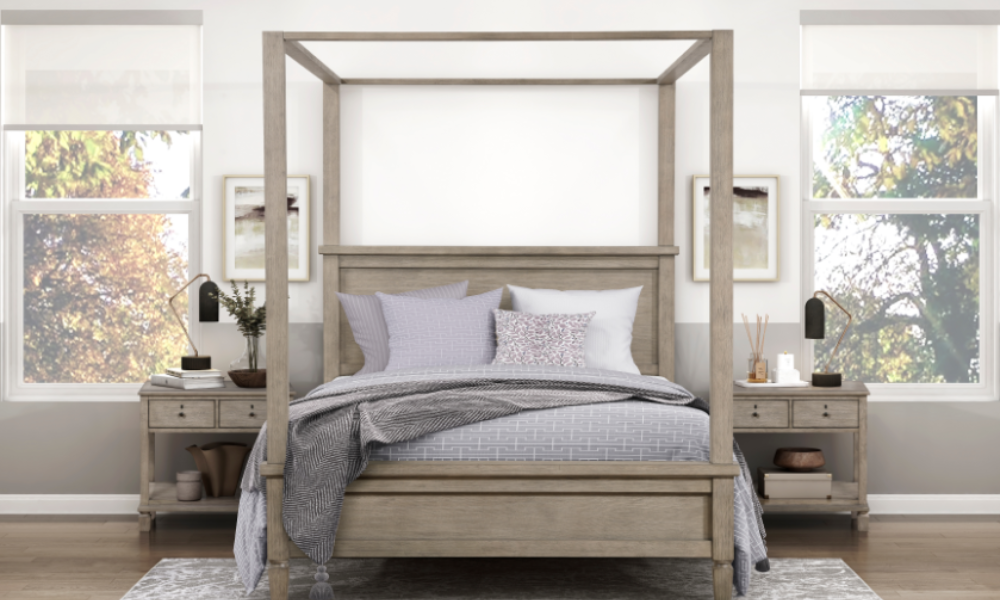 Solid Oak Wood Bedroom Furniture Set - Gray Oak