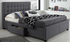 Platform Bed with Button-Tufted Fabric and 4 Drawers - Charcoal Grey